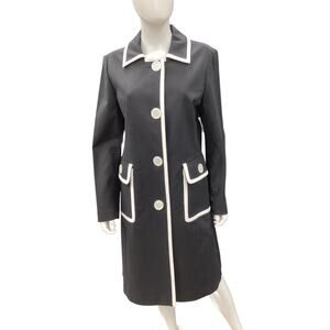 Vintage Michael By Michael Kors Coat Women’s SZ L Trench Big Buttons Black&White